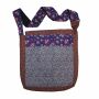 Bolso de hombro hecho de tela - estampado de flores púrpura-gris-marrón-rojo 03 - hecho de tela