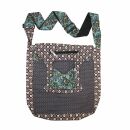 Shopping bag - Pattern of Flowers brown-blue-turquoise 03...