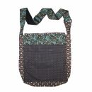 Borsa a tracolla in tessuto - motivo floreale marrone-blu-turchese 03