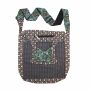 Borsa a tracolla in tessuto - motivo floreale marrone-blu-turchese 03