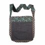 Bolso de hombro hecho de tela - estampado de flores marrón-azul-turquesa 03 - hecho de tela