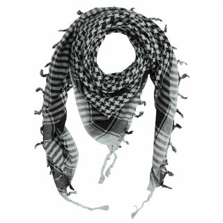 Kufiya - Keffiyeh - tejido basico gris-gris claro - negro - Pañuelo de Arafat