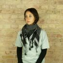 Kufiya style scarf - cross pattern - black - white - Shemagh - Arafat scarf