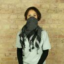Kefiah - foulard di cotone - sciarpa palestinese - motivo a croci - nero-bianco - fazzoletto da collo