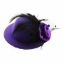 hair clip hat & feather - hair accessories - medium - purple