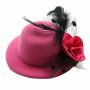 hair clip hat & feather - hair accessories - medium - pink