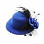 hair clip hat & feather - hair accessories - medium - blue
