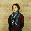 Kefiah - foulard di cotone - sciarpa palestinese - motivo a croci - blu-navy - fazzoletto da collo