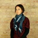 Kufiya style scarf - cross pattern - blue navy - white - Shemagh - Arafat scarf