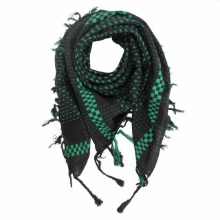 Pañuelo de estilo Kufiya - Keffiyeh - estampado de cruz - negro - verde - Pañuelo de Arafat