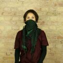 Kufiya style scarf - cross pattern - black - green - Shemagh - Arafat scarf