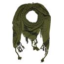 Kufiya style scarf - cross pattern - olive-green - black...