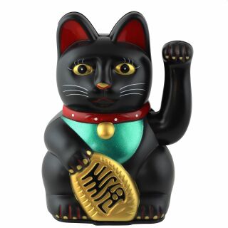 Agitando gato chino - Maneki neko - 13 cm - negro