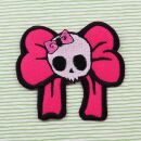 Patch - teschio con fiocco - rosa-rosa - toppa