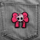 Patch - teschio con fiocco - rosa-rosa - toppa