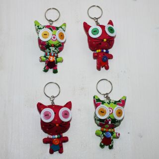 Doll with button-eyes - Pussy Cat - Set of 4 - 05 - Keychain