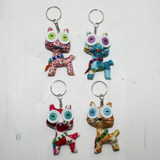 Doll with button-eyes - Cheeky Cat - Set of 4 - 02 - Keychain