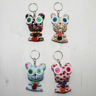 Doll with button-eyes - Tired Cat - Set of 4 - 02 - Keychain
