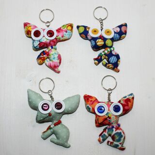 Doll with button-eyes - Little dog - Set of 4 - 01 - Keychain
