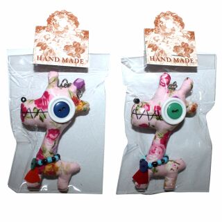 Doll with button-eyes - Giraffe 04 - Keychain