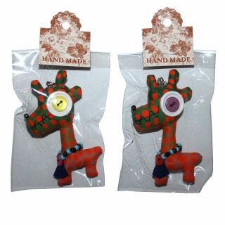Doll with button-eyes - Giraffe 06 - Keychain
