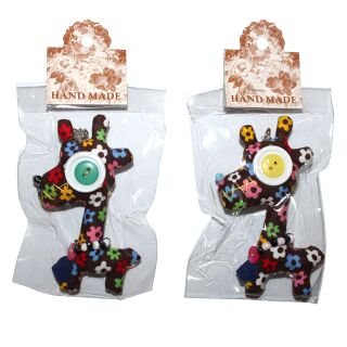 Doll with button-eyes - Giraffe 08 - Keychain