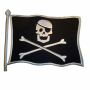 Aufnäher - Piratenflagge mit Mast - weiß auf schwarz - Patch