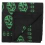 Sciarpa di cotone - cranio nero - verde - foulard quadrato