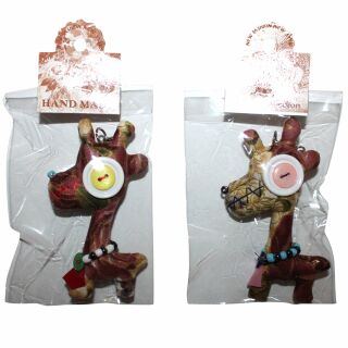 Doll with button-eyes - Giraffe 14 - Keychain