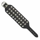 Leather bracelet with studs - Bracelet with spiked rivets 3-row - black