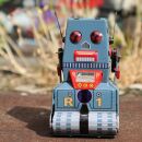 Robot - Robot de hojalata - Robot R 1 - gris - Juguete de lata