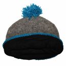 Berretto di lana con pompon - cappello caldo fatto a maglia - cappello con pon pon - grigio screziato - azzurro