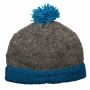 Woolen hat with bobble - flecked grey - light blue - Knit cap with pop pom