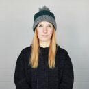 Woolen hat with bobble - teal - flecked grey - Knit cap...