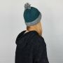 Gorra tejida de lana con borla - verde azulado - gris canoso - Gorro de punta
