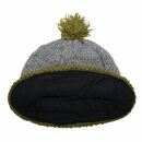 Berretto di lana con pompon - cappello caldo fatto a maglia - cappello con pon pon - grigio screziato - verde oliva