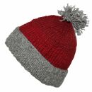 Berretto di lana con pompon - cappello caldo fatto a maglia - cappello con pon pon - rosso - grigio screziato