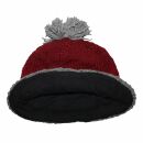 Berretto di lana con pompon - cappello caldo fatto a maglia - cappello con pon pon - rosso - grigio screziato