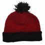 Berretto di lana con pompon - cappello caldo fatto a maglia - cappello con pon pon - rosso - nero