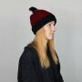 Berretto di lana con pompon - cappello caldo fatto a maglia - cappello con pon pon - rosso - nero