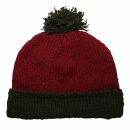 Woolen hat with bobble - red - olive green - Knit cap...