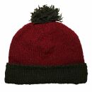 Gorra tejida de lana con borla - rojo - verde oliva - Gorro de punta