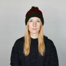 Woolen hat with bobble - red - olive green - Knit cap with pop pom