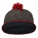Gorra tejida de lana con borla - gris canoso - rojo - Gorro de punta