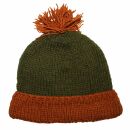 Woolen hat with bobble - olive-green - brown - Knit cap...