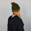 Woolen hat with bobble - olive-green - brown - Knit cap with pop pom