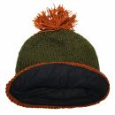 Gorra tejida de lana con borla - verde oliva - marrón - Gorro de punta