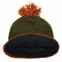Woolen hat with bobble - olive-green - brown - Knit cap with pop pom