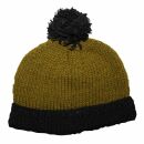 Woolen hat with bobble - green - black - Knit cap with...
