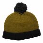 Woolen hat with bobble - green - black - Knit cap with pop pom